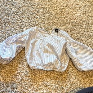Something Navy Blue and White Striped Blouse
